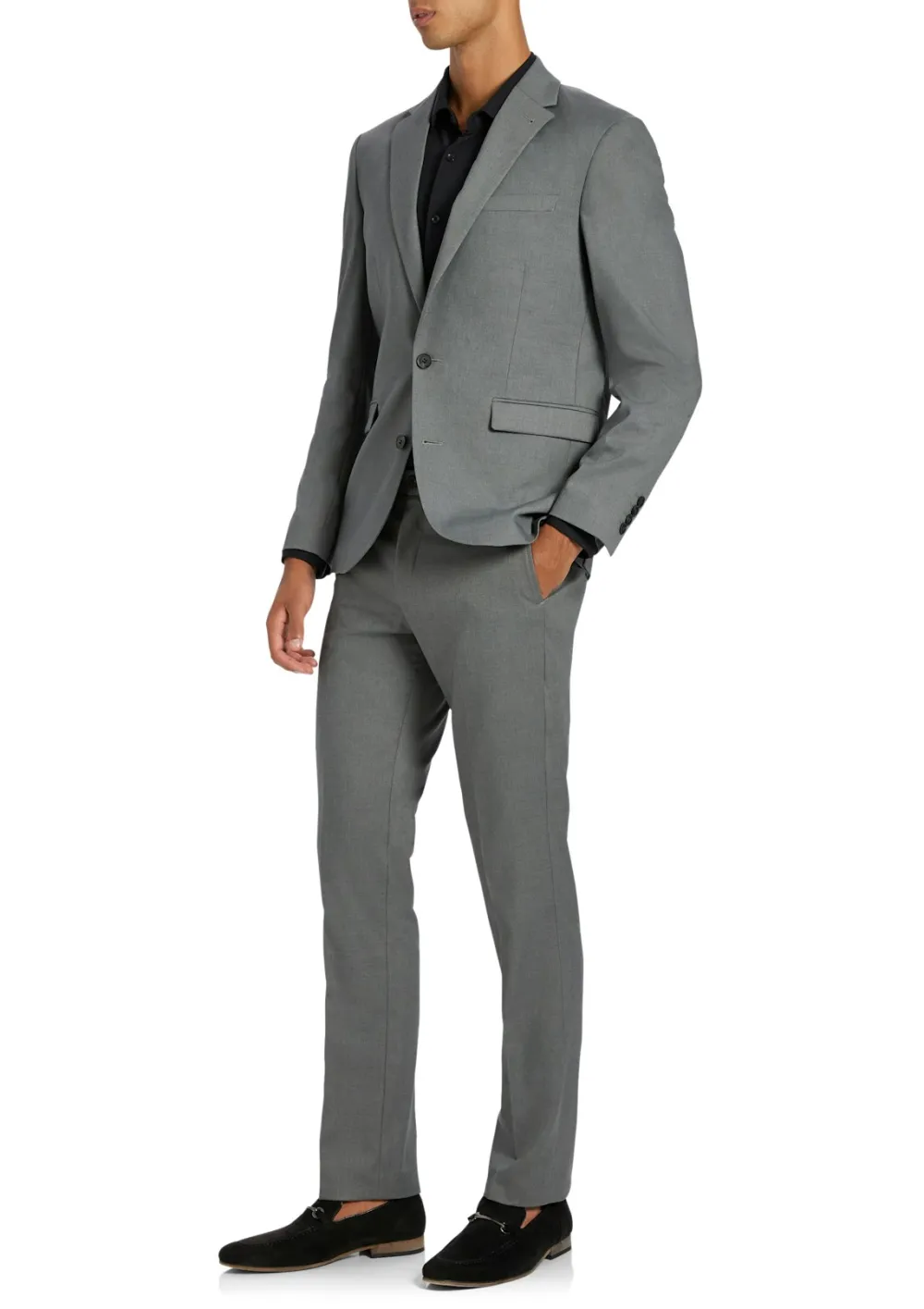Men's Basic Temperament Navy Blue Suit
