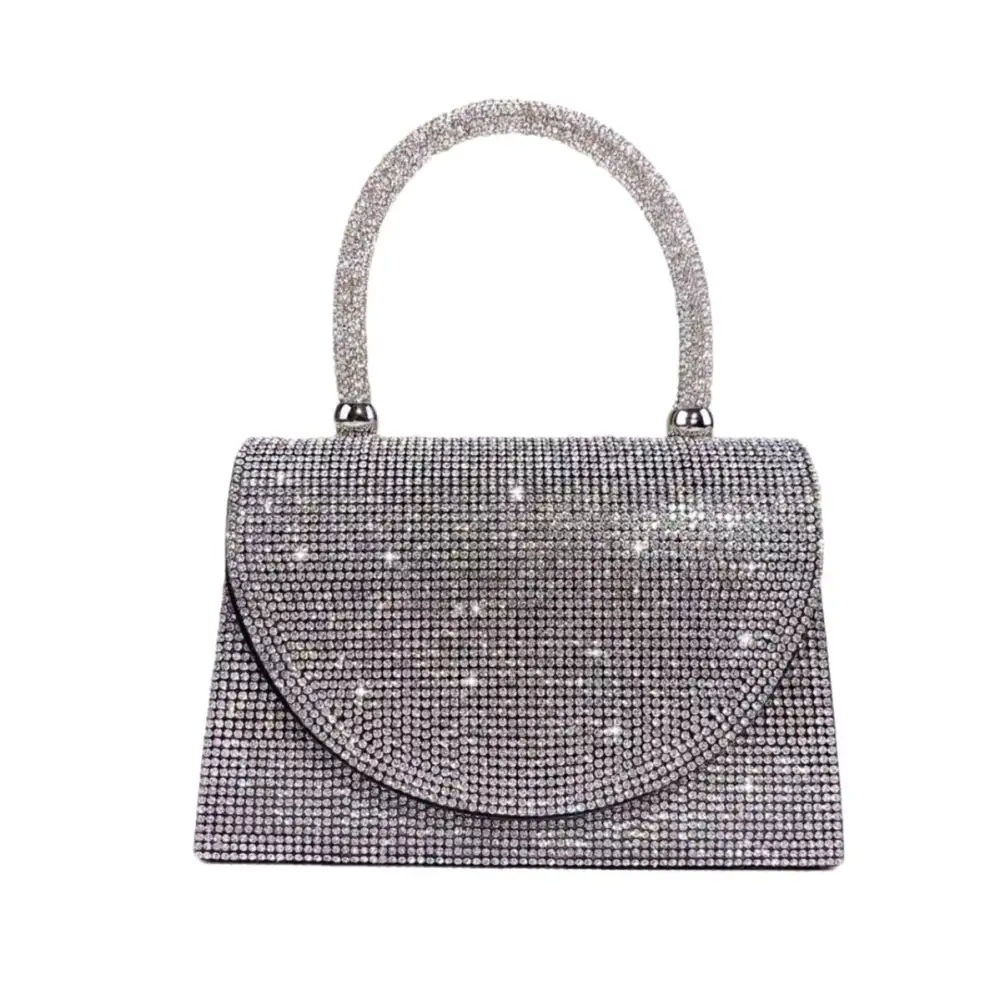 Faux Leather Rhinestone Clutch Bag