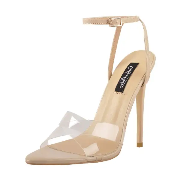 Clear Cross Band Pointed Open Toe High Heel Sandals