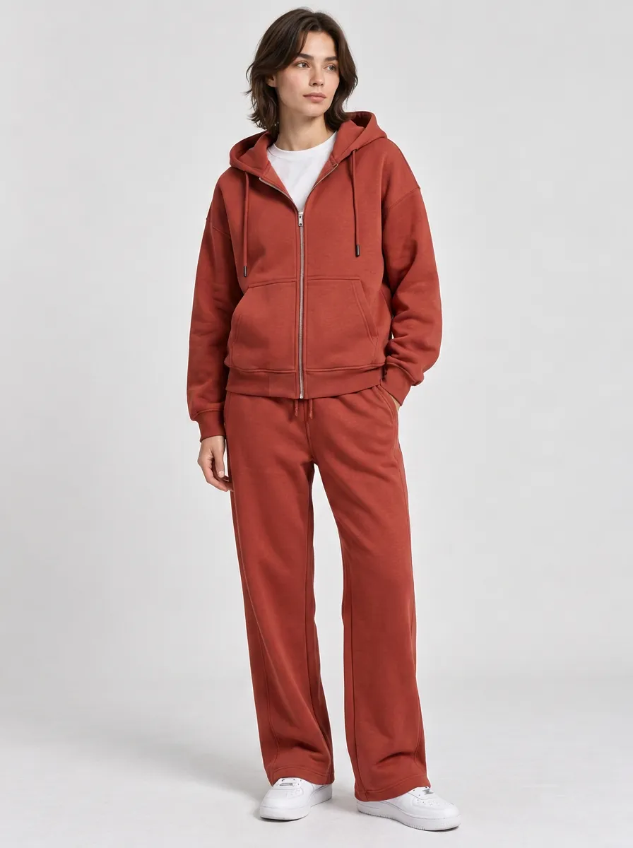 Unisex Casual Zip-Up Hoodie Performance Two-Piece Set