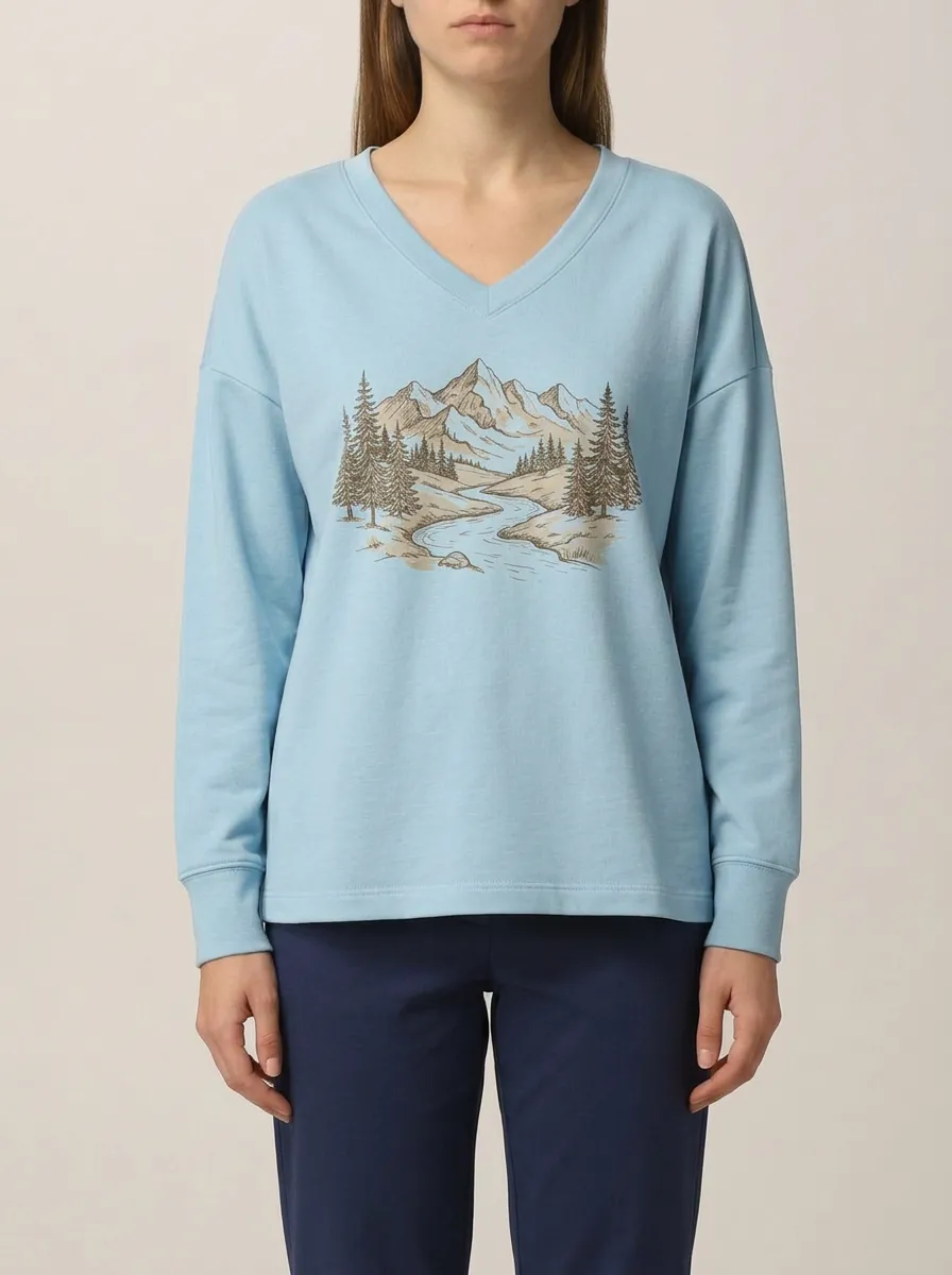 Women's Graphic V-Neck Sweatshirt
