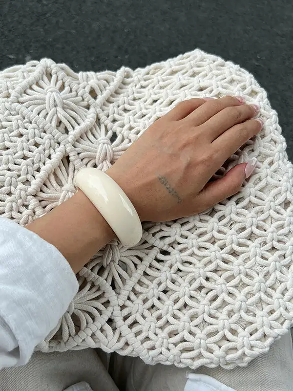 Geometric Resin Polished Statement Bracelet And Ring Set
