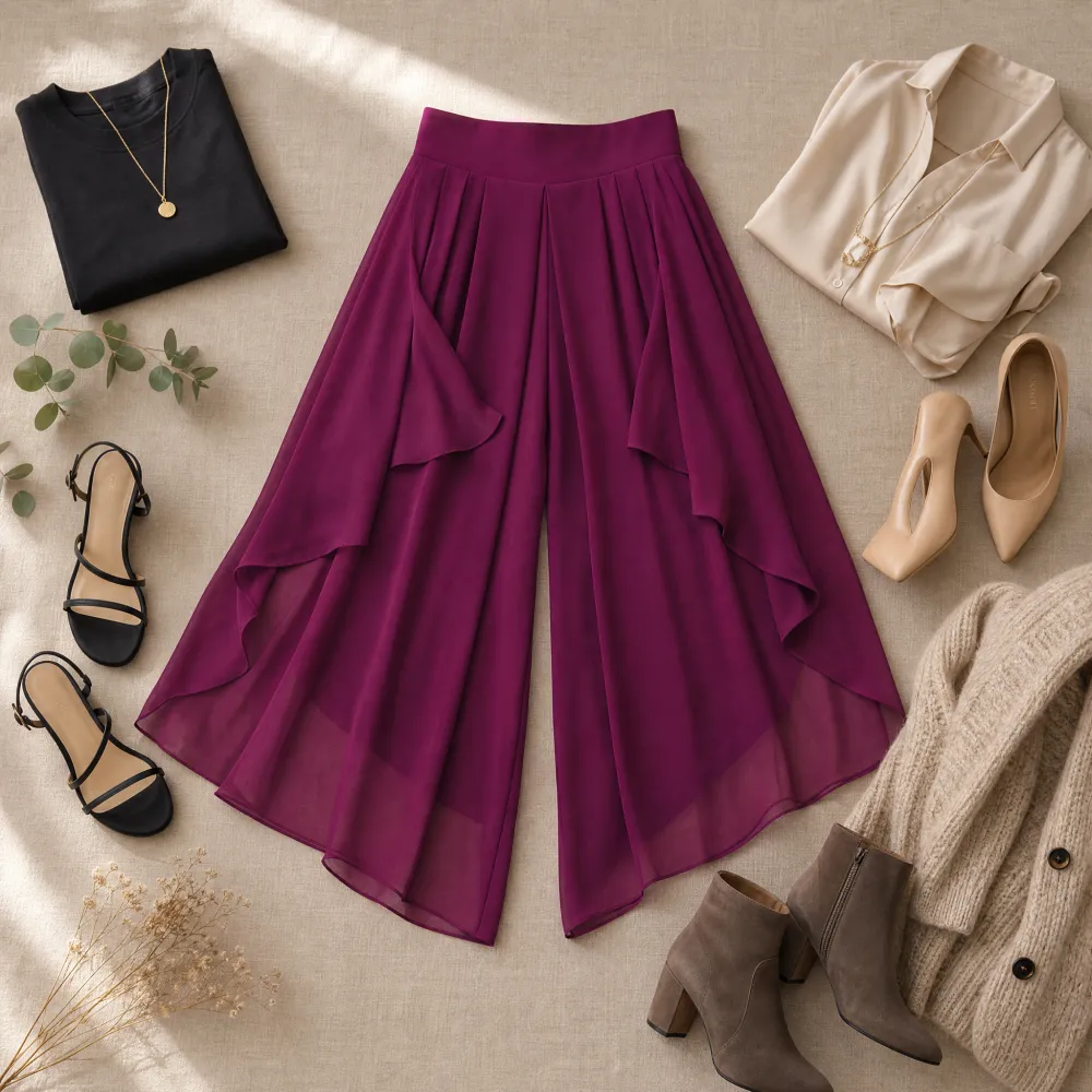 Culottes with Skirt Drape Pants