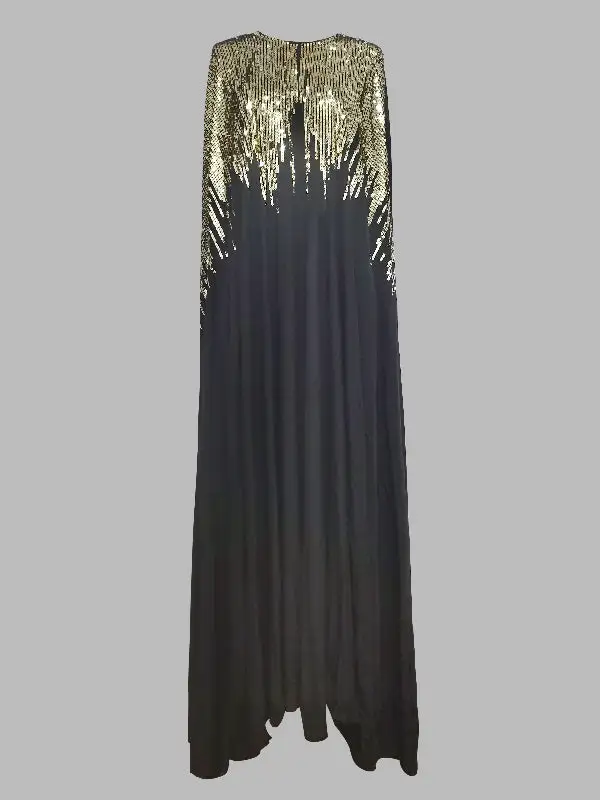 Rhinestone Long Neck Maxi Dress