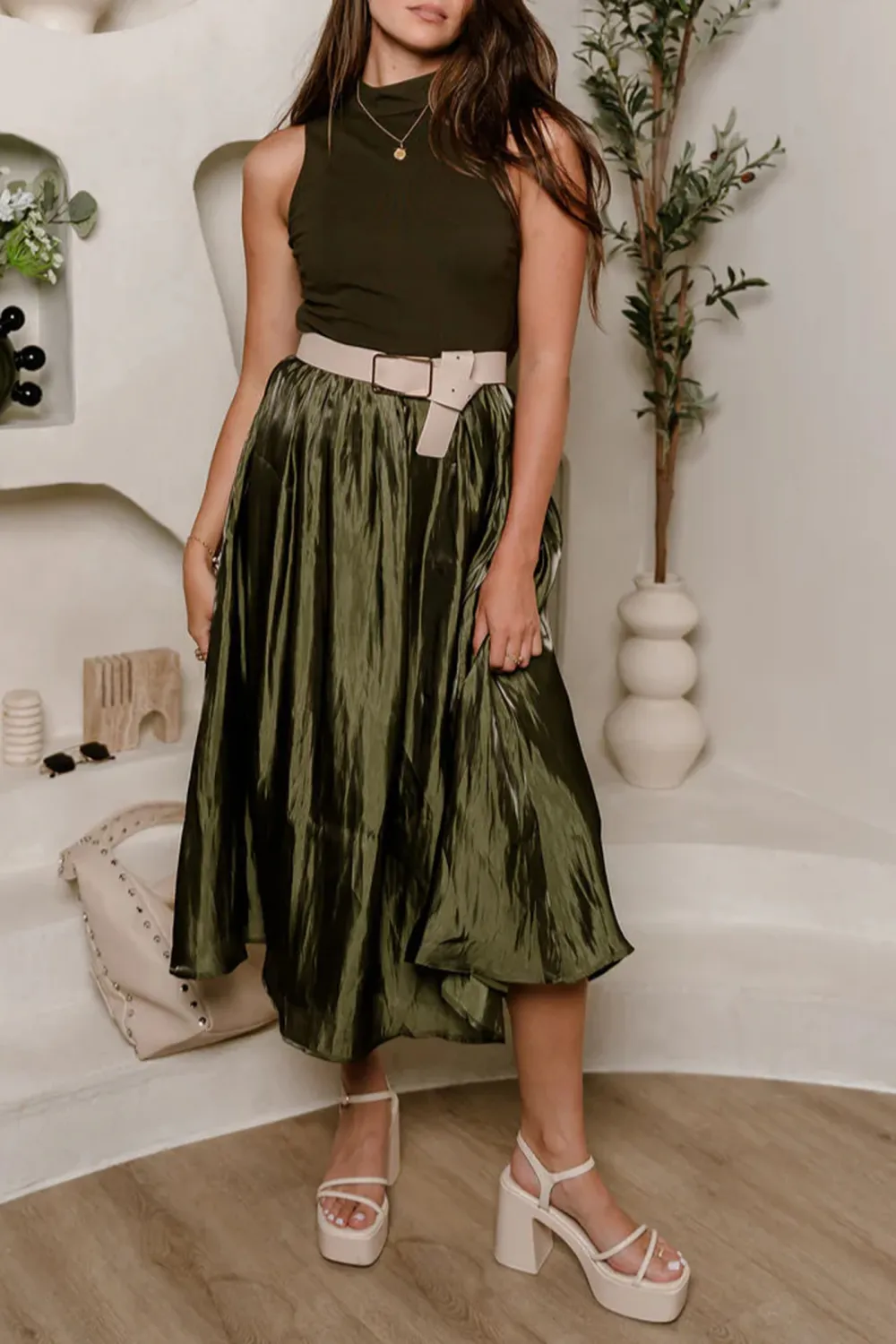 Plain Halter Neckline Maxi Dress