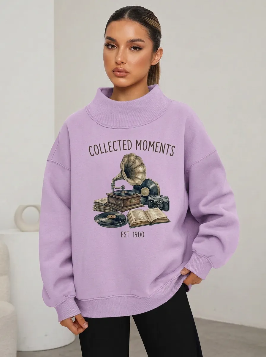 Women's Vintage Music Camera Graphic Sweatshirt