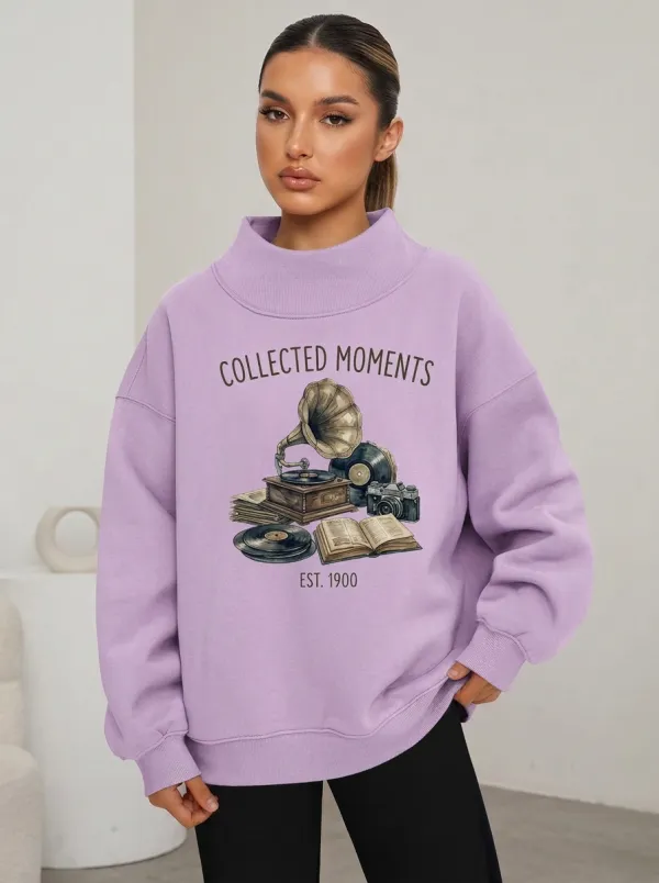 Women's Vintage Music Camera Graphic Sweatshirt