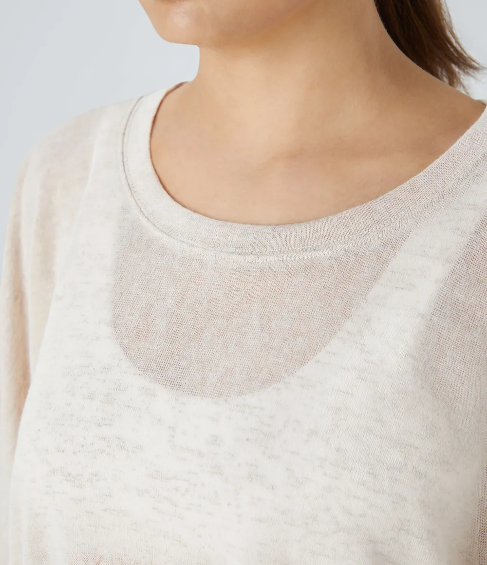 Asymmetric Split Hem Sheer Oversize Casual Top