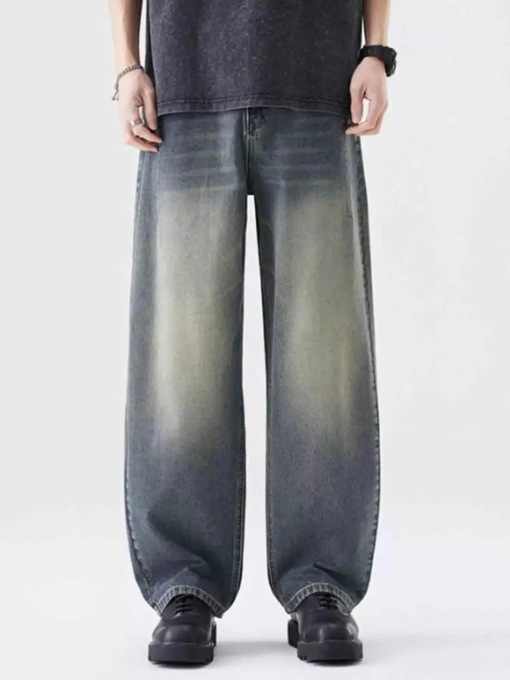 Relaxed Washed Wide Leg Relaxed Fit Jeans