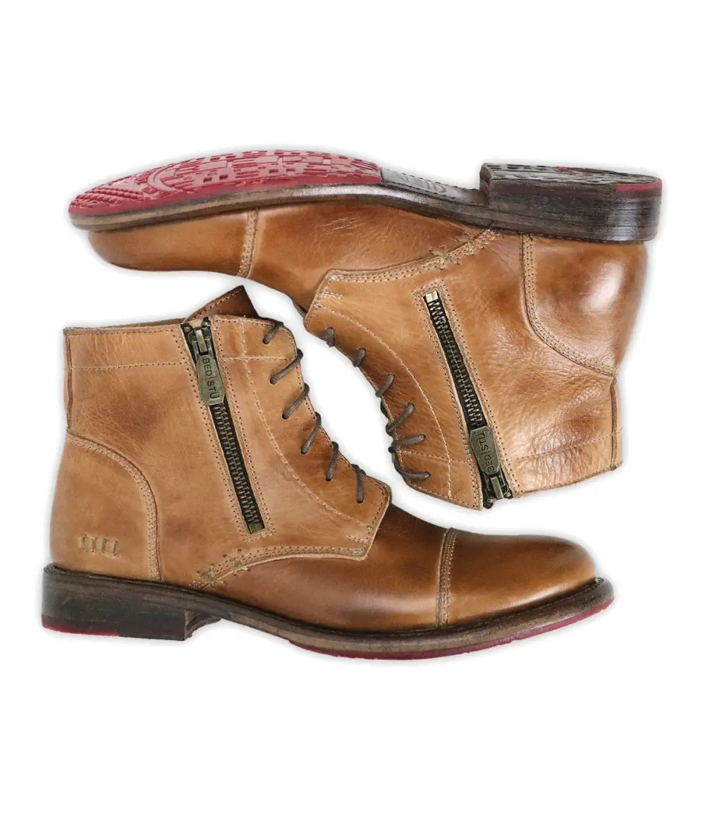 Cap-Toe Contrast-Stitched Combat Boots