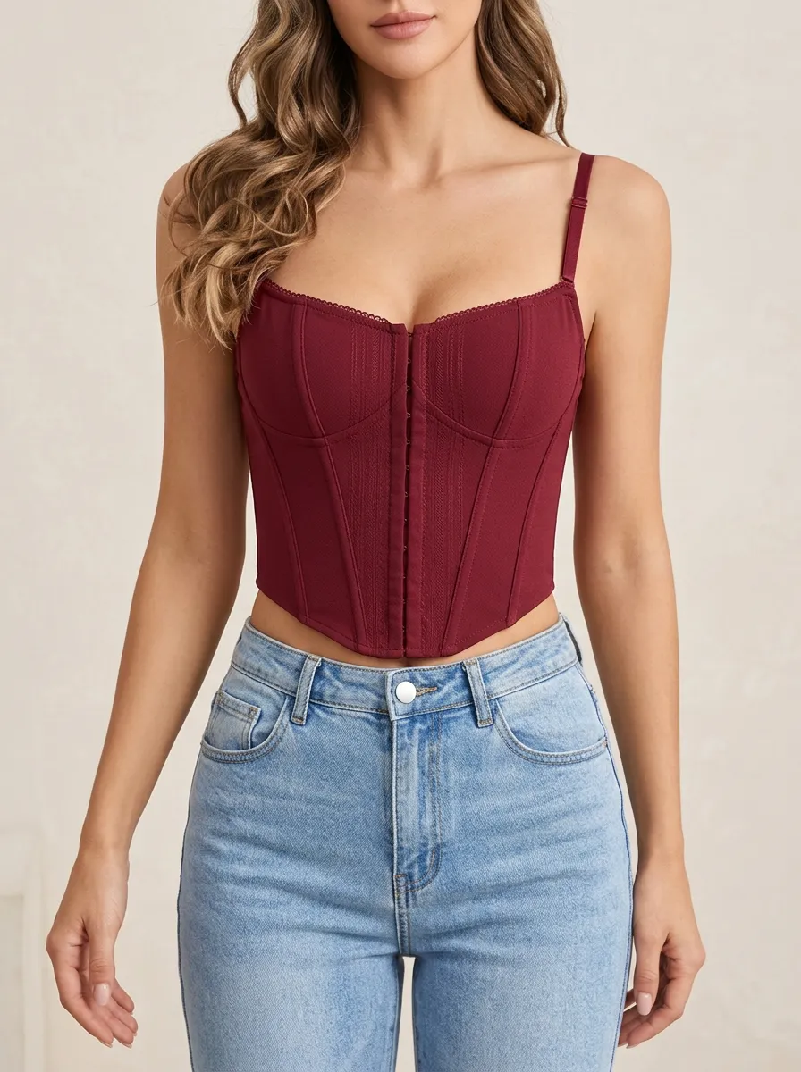 Hook-and-Eye Sweetheart-Neck Women's Corset Top