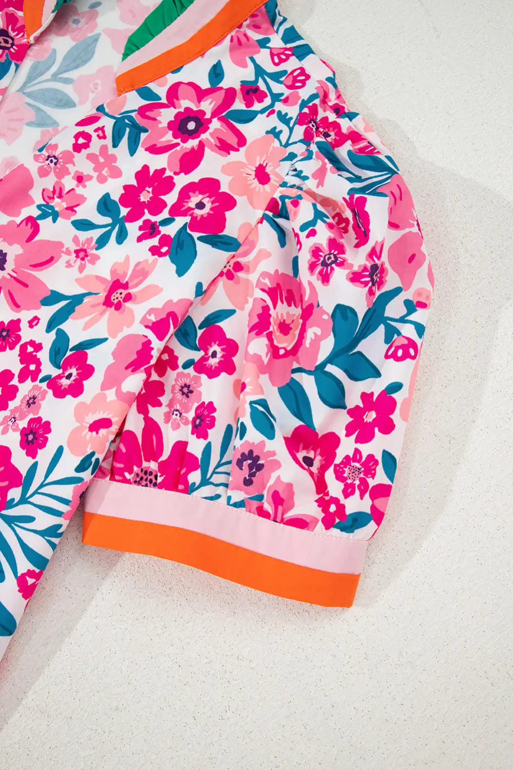 Everyday Striped Floral Short Sleeve Blouse