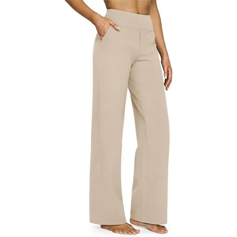 High Waist Straight Leg Loose Fit Pocket Pants