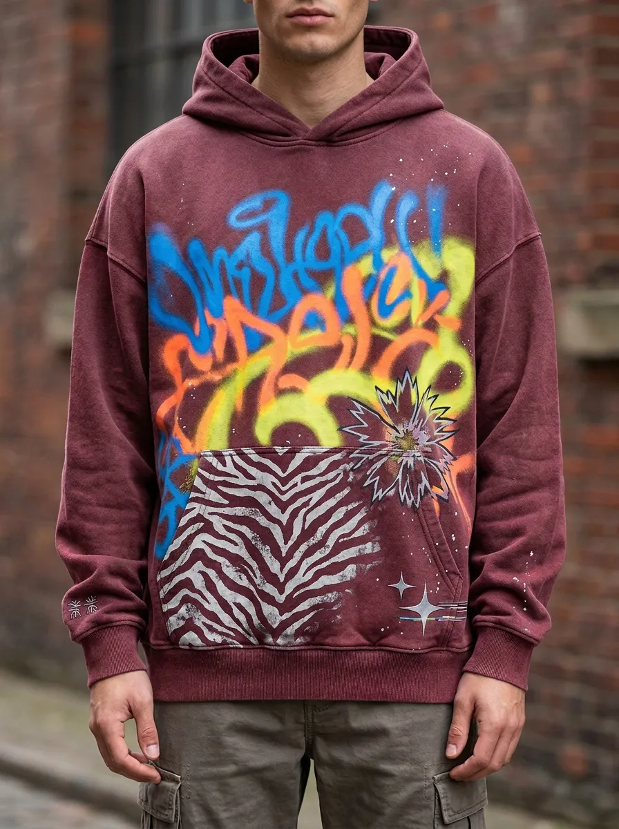 Unisex Streetwear Graffiti Zebra Print Graphic Graphic Hoodie