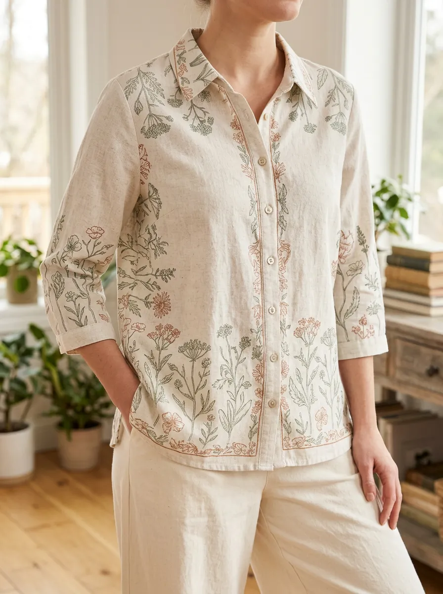 Women's Botanical Nature Lover Wildflower Scenic Shirt