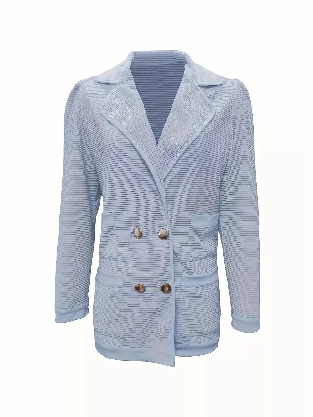Double-Breasted Textured-Knit Blazer