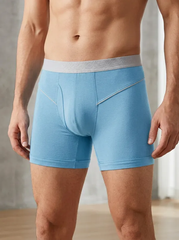 Men's Grey Athletic Contrast Piping Printed Boxer Briefs