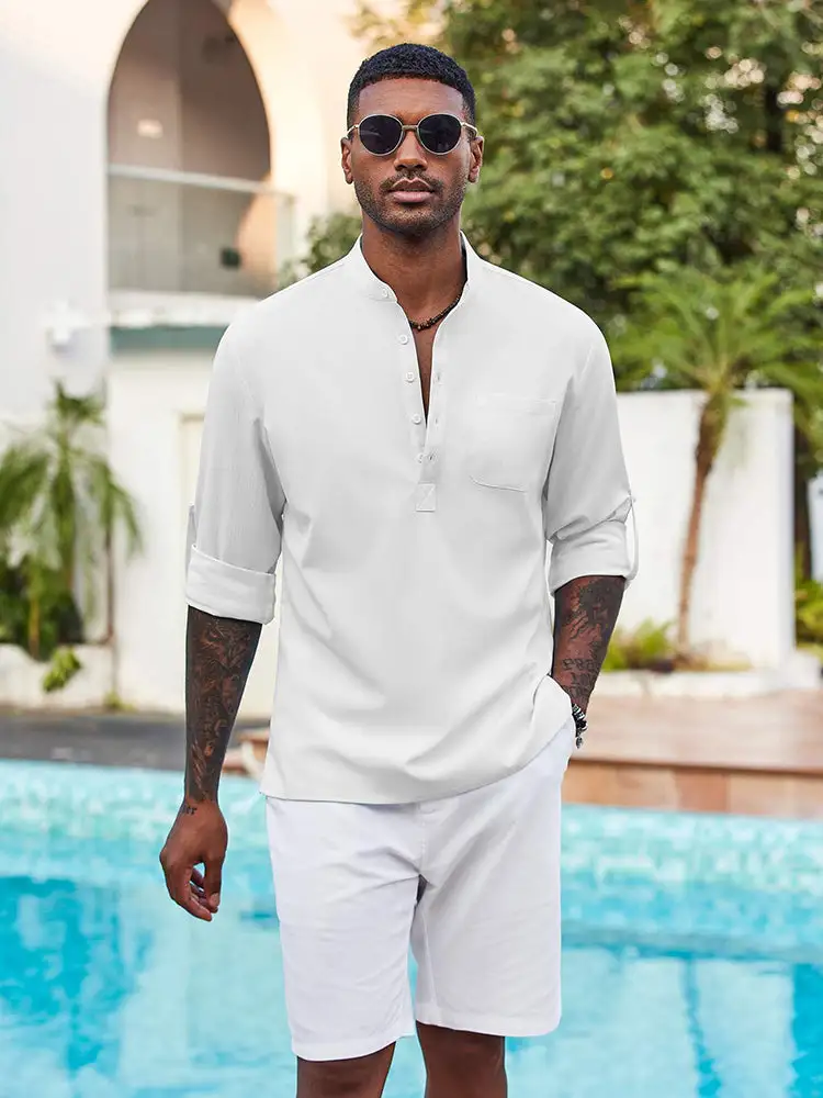 Casual Summer Vacation Henley Shirt