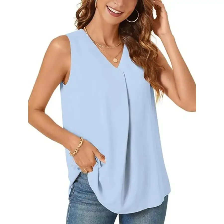 Full Size V Neck Sleeveless Tank Top