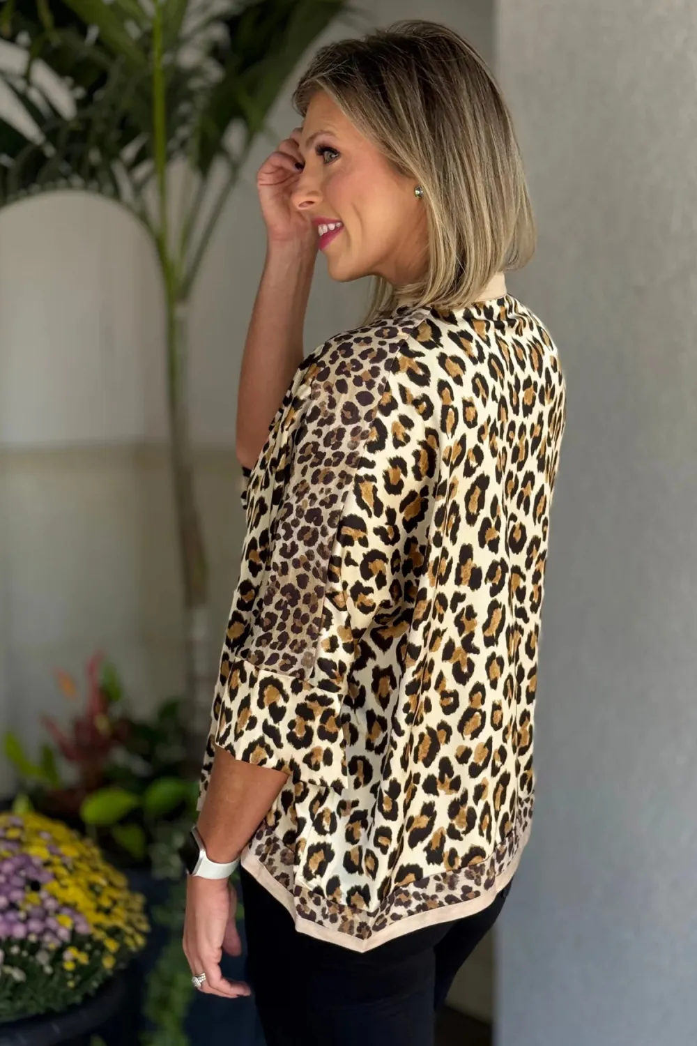 Khaki Mixed Leopard Patchwork Three Shirt