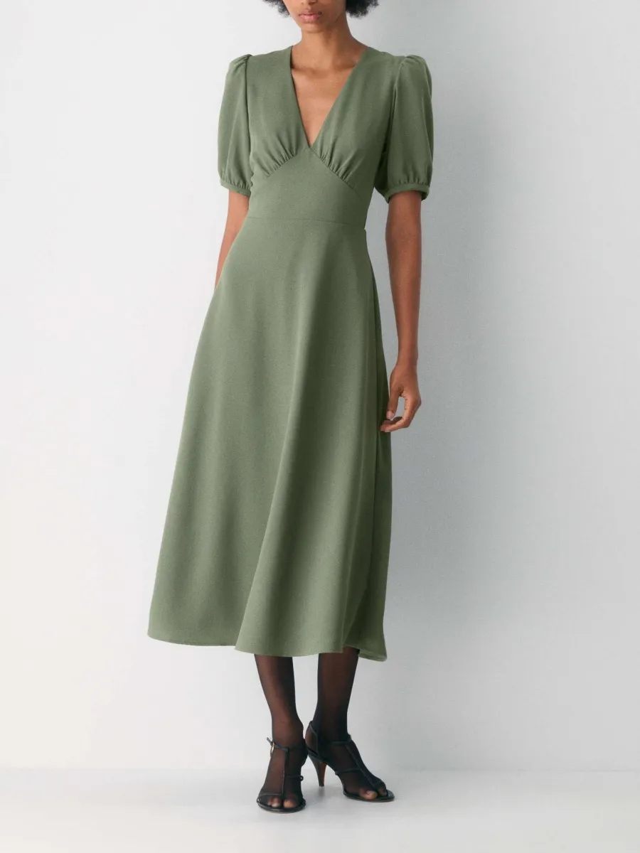 Puff Sleeve Midi Dress