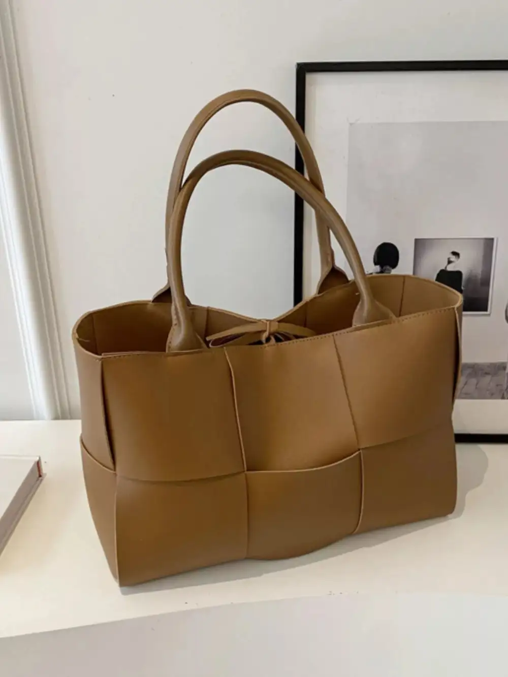 Woven Leather Tote Bag