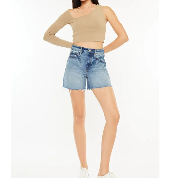 Full Size Raw Hem High Waist Denim Shorts