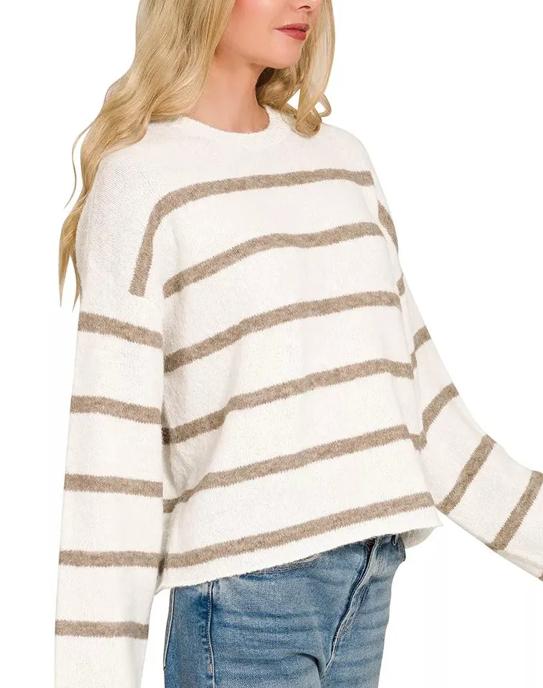 Versatile Wool Blend Striped Sweater
