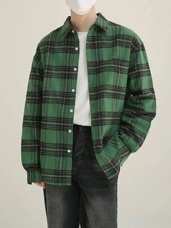 Buttoned Casual Plaid Shirt