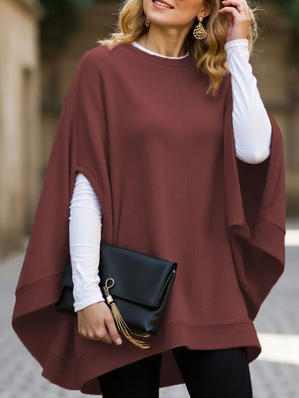 Loose Batwing Sleeve Knitted Top
