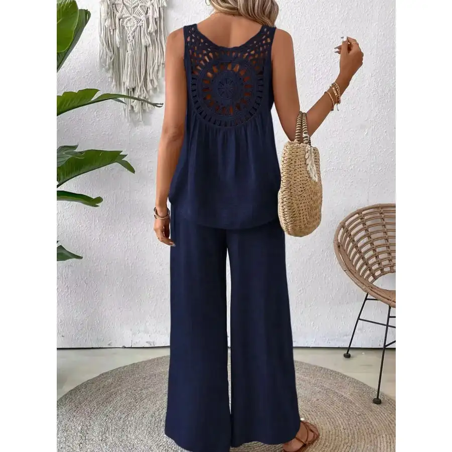 Relaxed Round Neck Tank and Wide Leg Pants Set