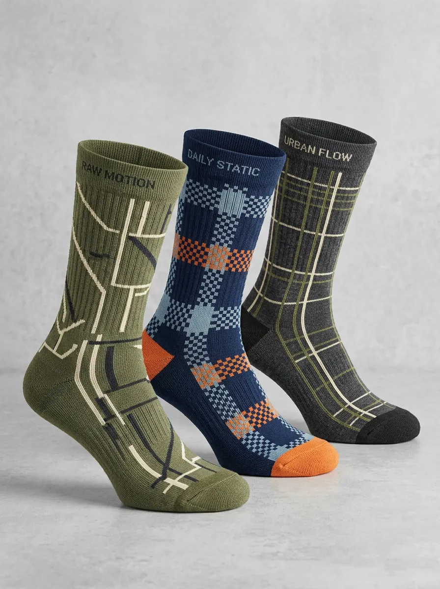 Casual Plaid Geometric Casual Sock Set