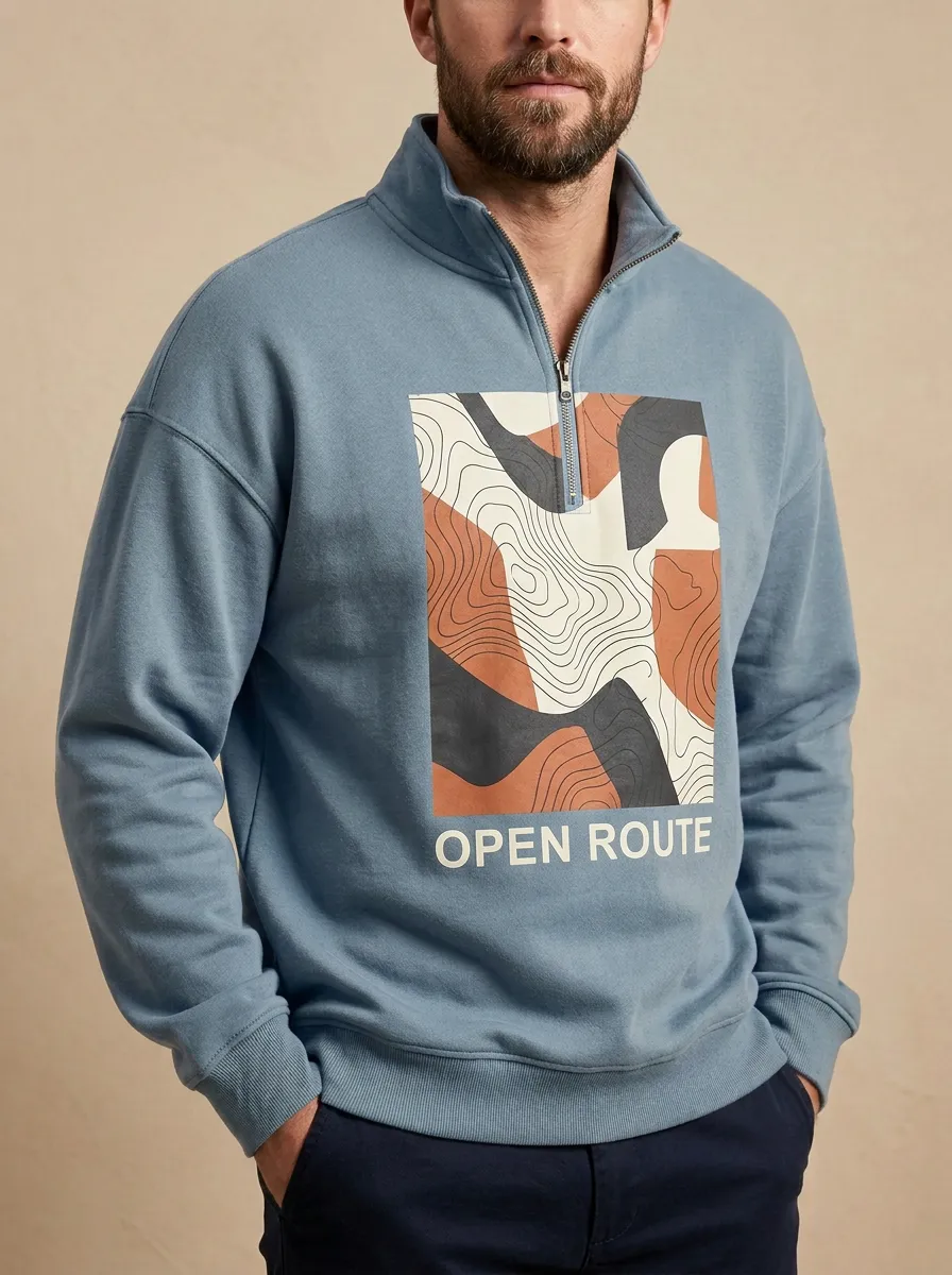 Half-Zip Topographic Men's Half-Zip Sweatshirt