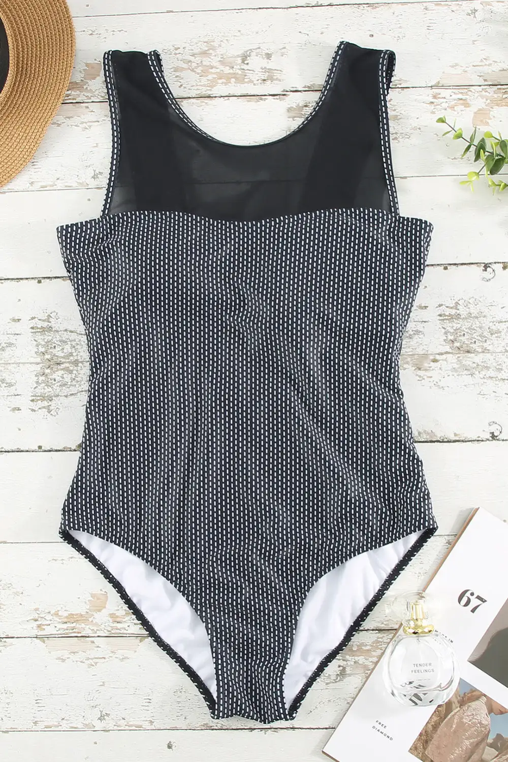 Floral Mesh Ladder Hollow-out Back One Piece Swimwear