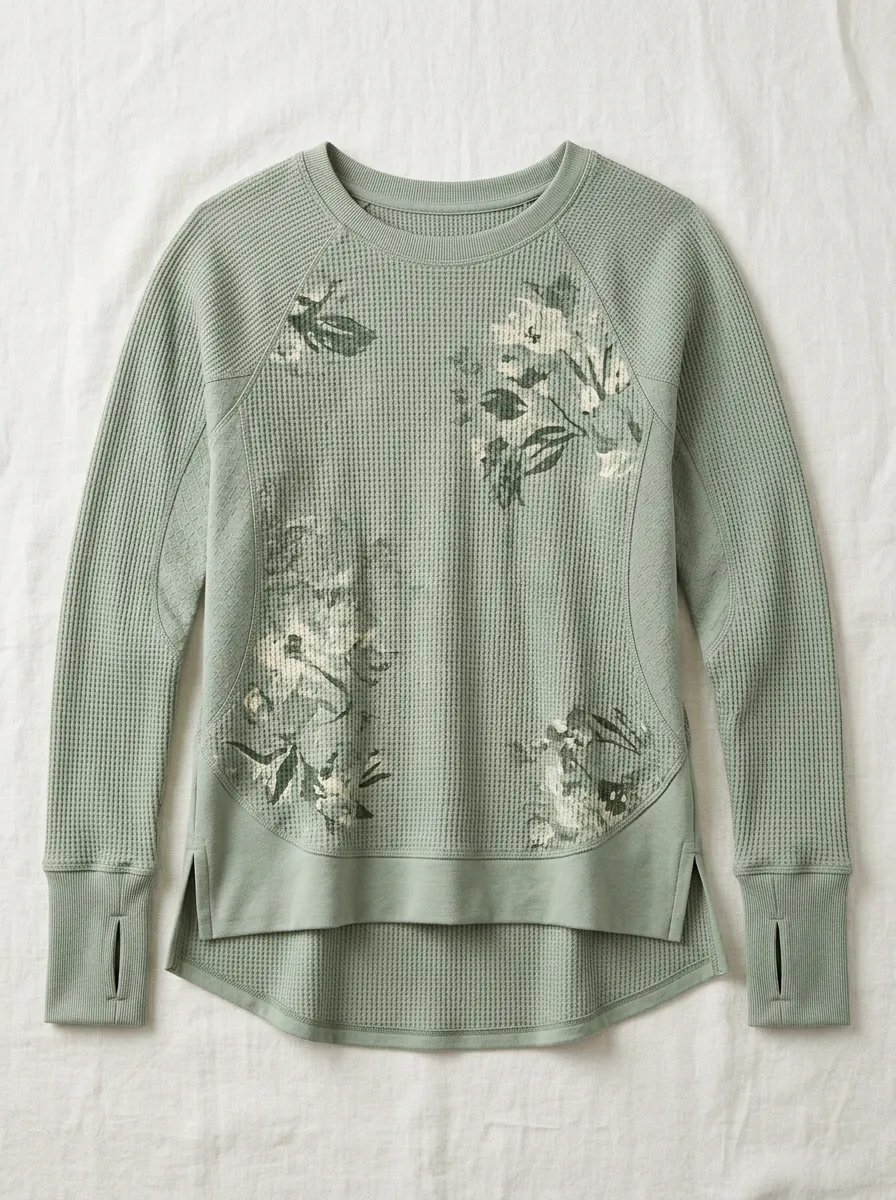 Women's Floral Nature Lover Waffle Knit Printed Top