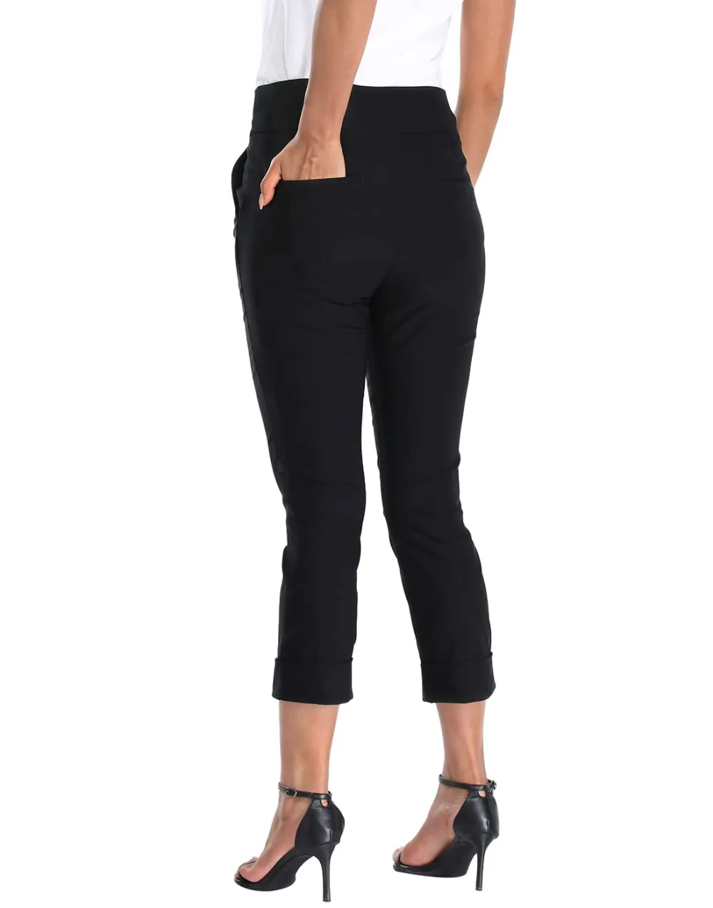 Women's Pull-On Capri Pants Stretch Straight Leg Trouser