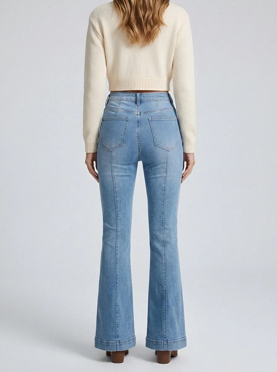 Minimal High-Waist Stretch Women's High-Waist Stretch Flare Jeans
