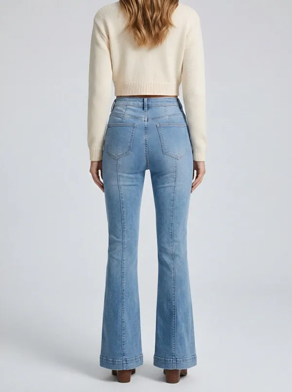 Minimal High-Waist Stretch Women's High-Waist Stretch Flare Jeans