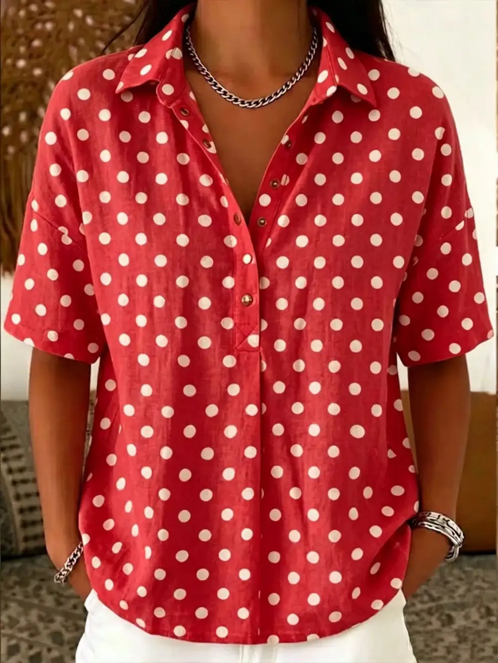 Polka Dot Short Sleeve Shirt