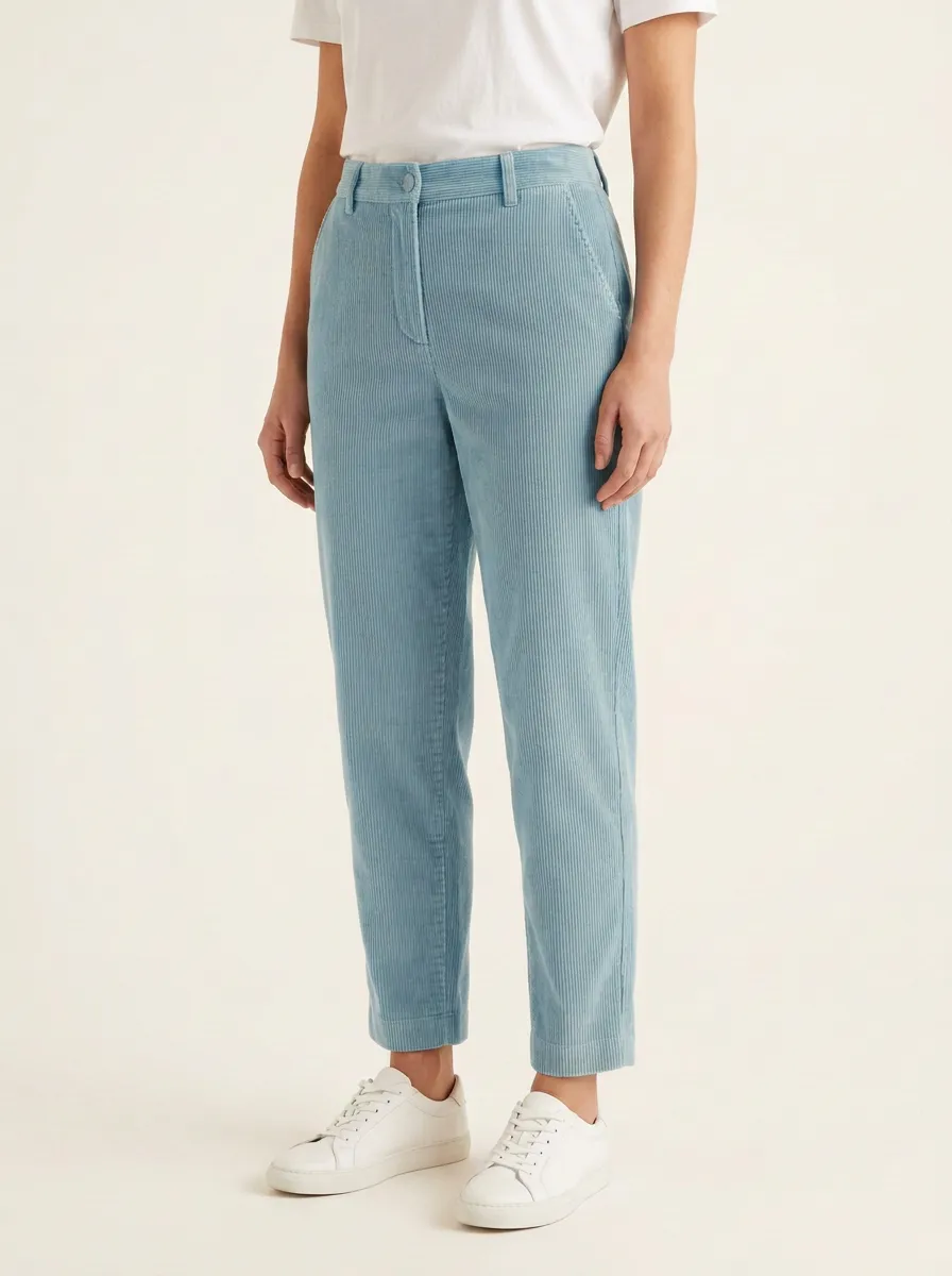 Women's Fine-Wale Ankle-Length Tapered Corduroy Pants