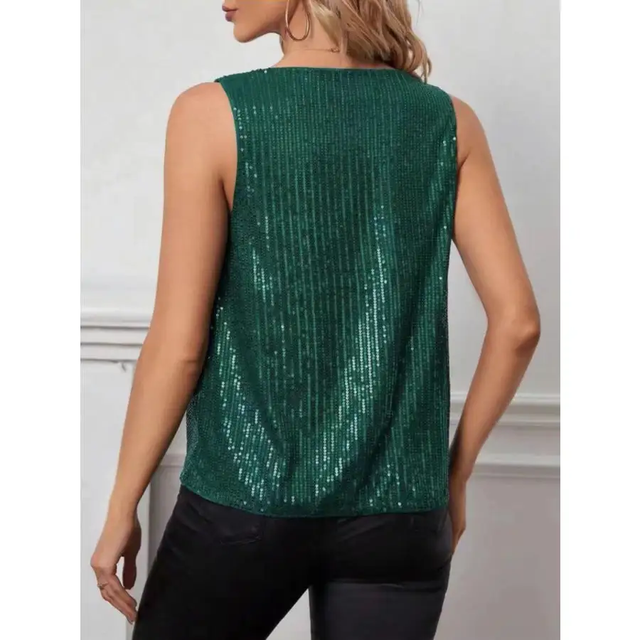 Sequin Cowl Neck Tank