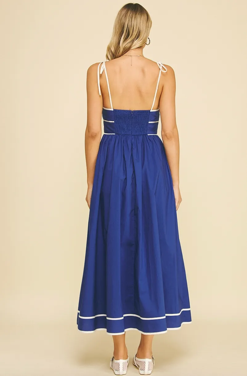 Cobalt Blue Contrast Strap Maxi Dress