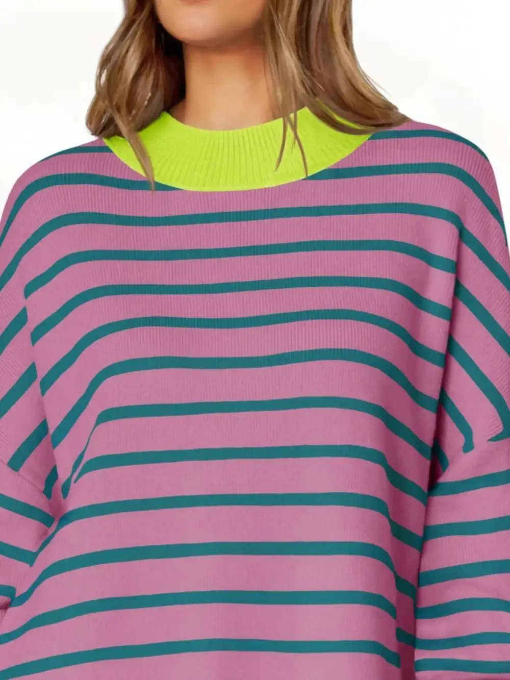 Modern Long Sleeve Round Neck Striped Sweater