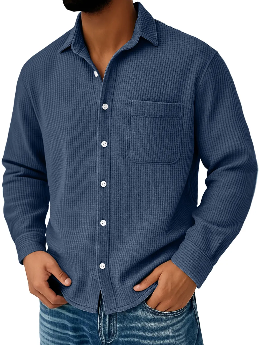 Easy Fit Textured Knit Pocket Shirt