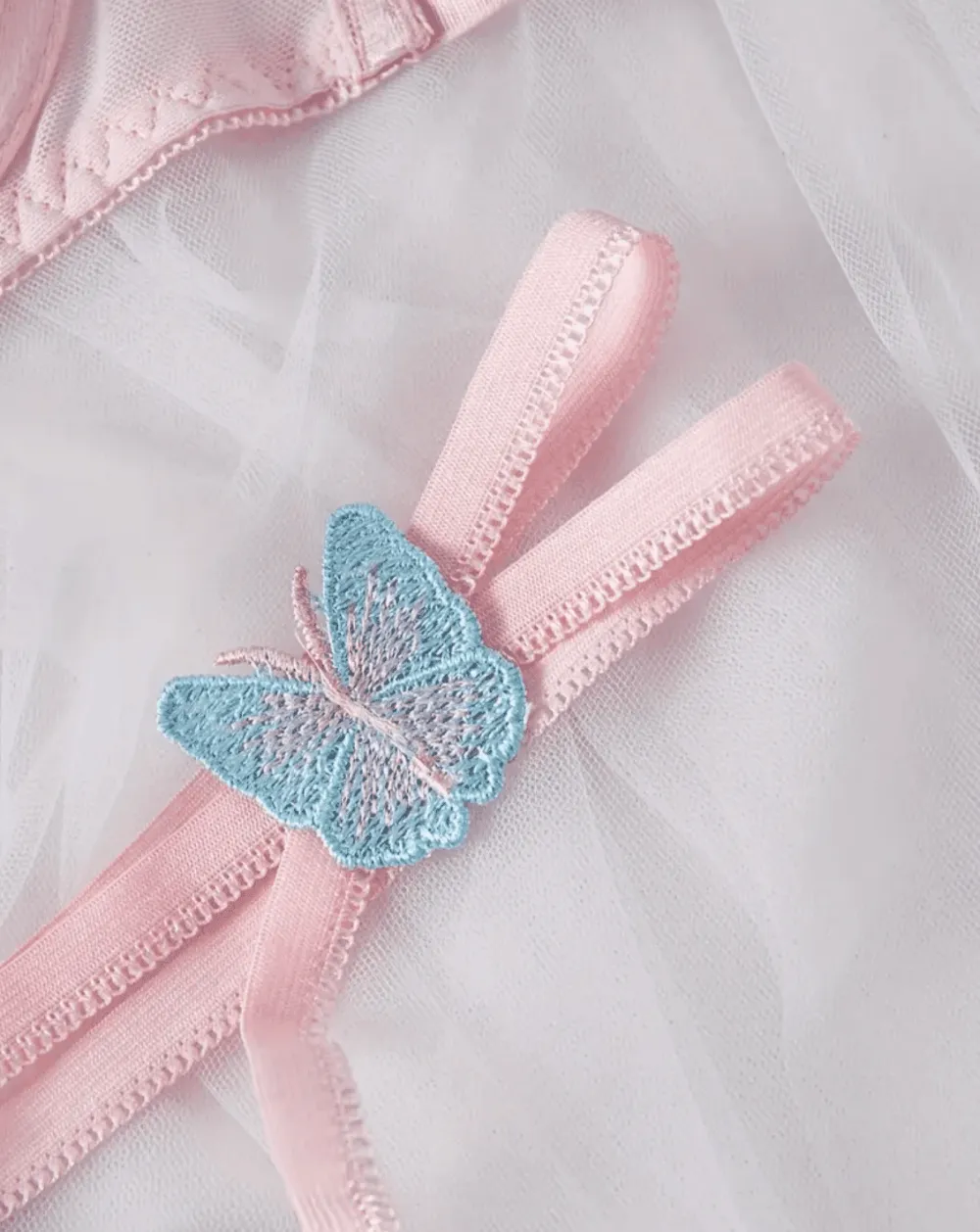 Modern Butterfly Embroidered Lingerie Set