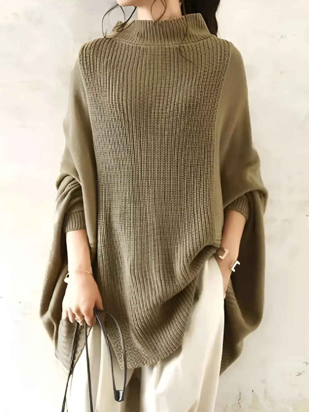 Relaxed Ribbed Poncho