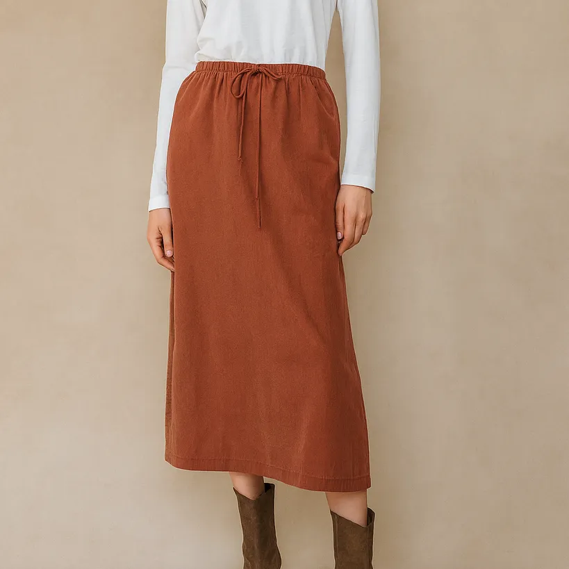 Back Slit Casual Maxi Skirt