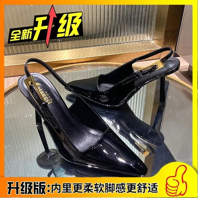Glossy Finish Pointed Toe Sandals