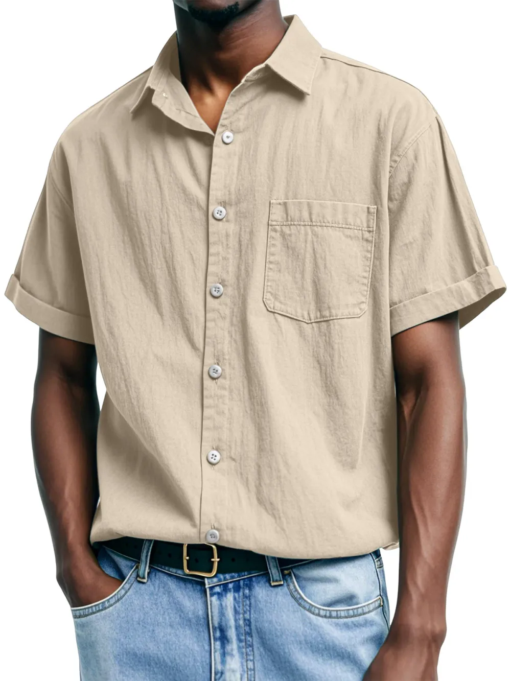 Short Sleeve Open Collar Shirt
