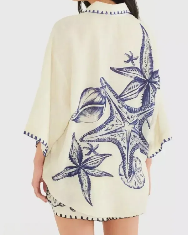 Seashell Print Shirt and Shorts Set